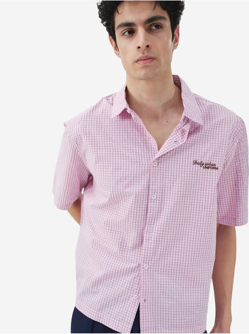 Camicia a maniche corte in popeline di cotone a quadri vichy da uomo giesto - Kiabi Camicia a maniche corte in popeline di cotone a quadri vichy da uomo giesto - Kiabi