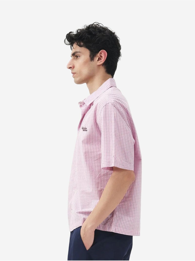 Camicia a maniche corte in popeline di cotone a quadri vichy da uomo giesto Rosa chiaro - Kiabi