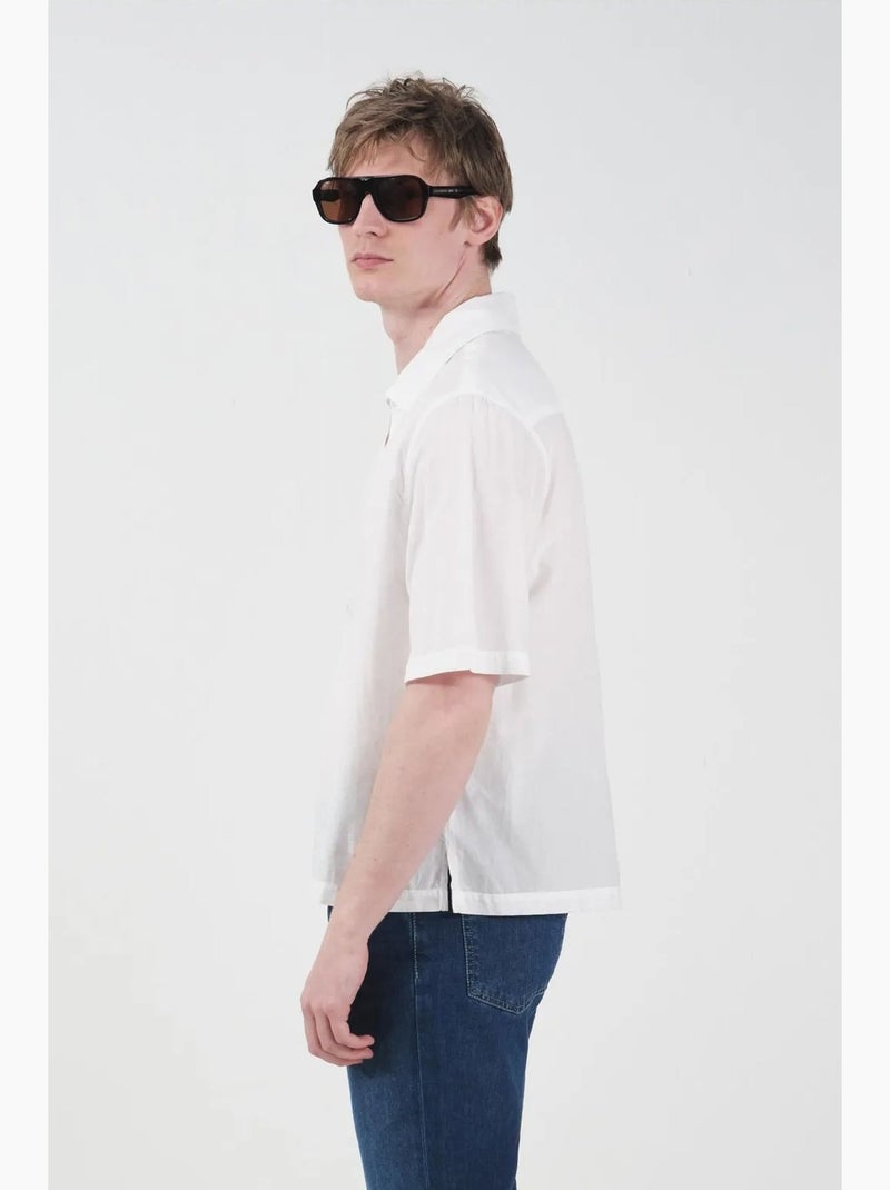 Camicia a maniche corte in popeline di cotone da uomo giesto Bianco - Kiabi