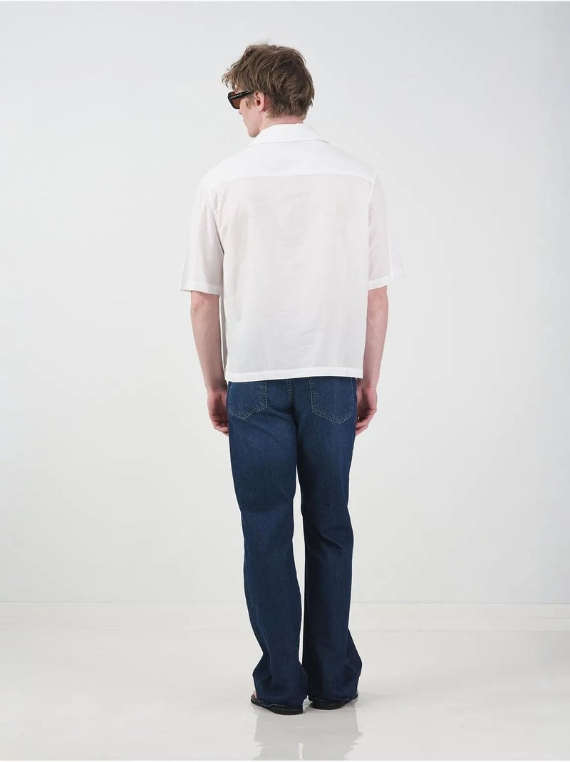Camicia a maniche corte in popeline di cotone da uomo giesto Bianco - Kiabi