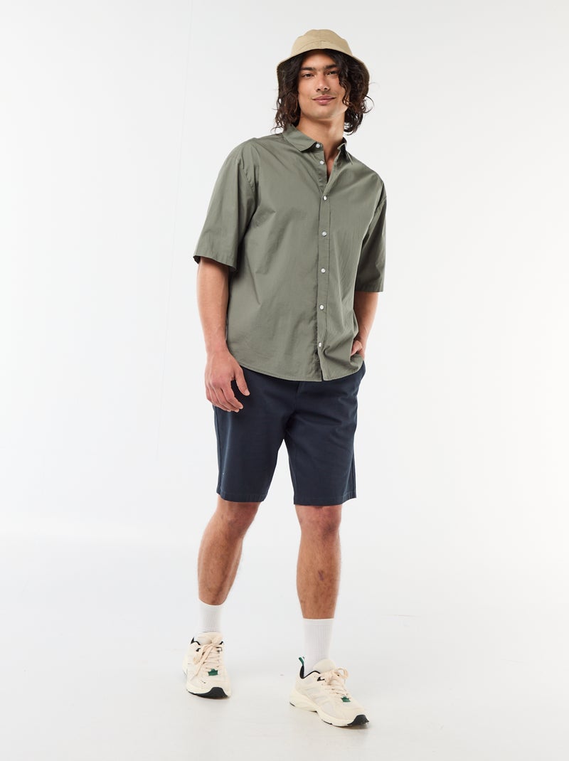 Camicia a maniche corte in popeline Verde - Kiabi