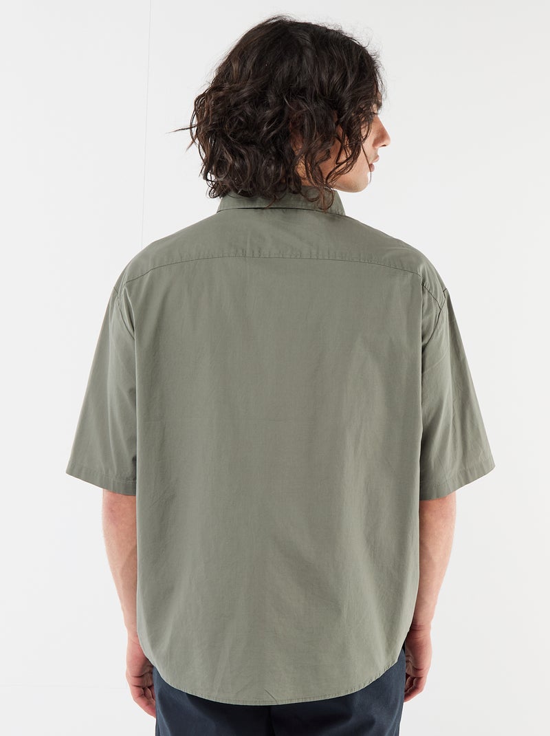 Camicia a maniche corte in popeline Verde - Kiabi