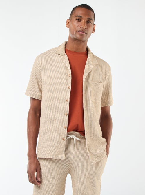 Camicia a maniche corte in tessuto effetto crespone - - Kiabi