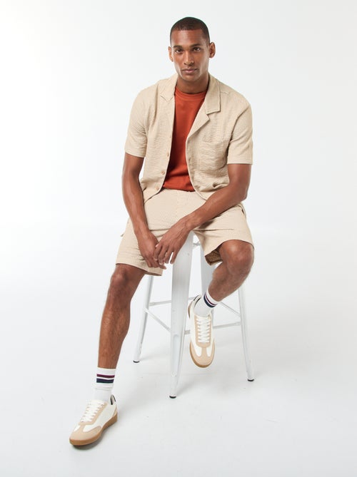 Camicia a maniche corte in tessuto effetto crespone - - Kiabi