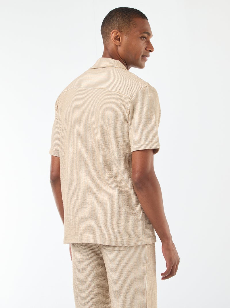 Camicia a maniche corte in tessuto effetto crespone - Beige - Kiabi