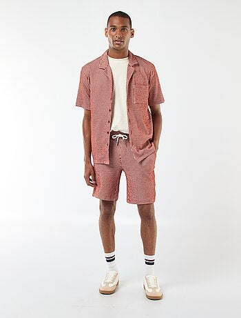 Camicia a maniche corte in tessuto effetto crespone -