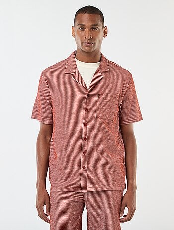 Camicia a maniche corte in tessuto effetto crespone -