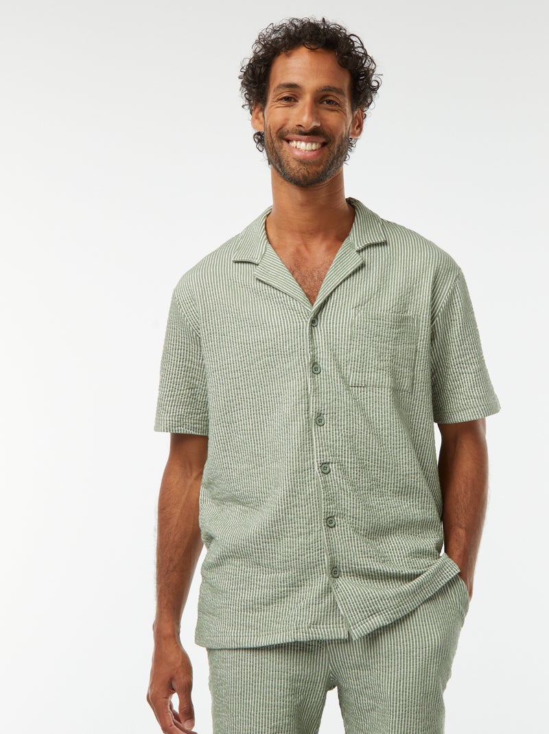 Camicia a maniche corte in tessuto effetto crespone - Verde - Kiabi