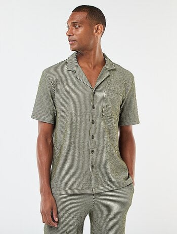 Camicia a maniche corte in tessuto effetto crespone -