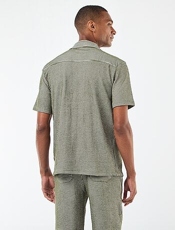 Camicia a maniche corte in tessuto effetto crespone -