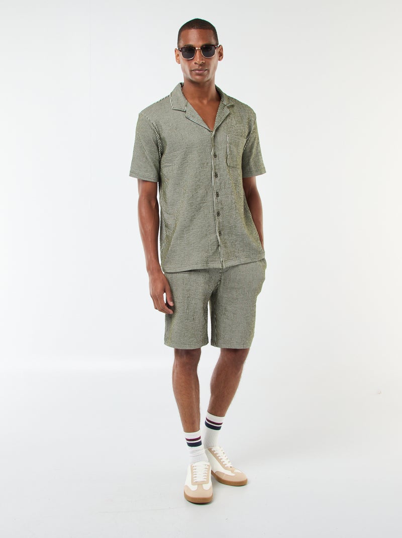 Camicia a maniche corte in tessuto effetto crespone - Verde - Kiabi