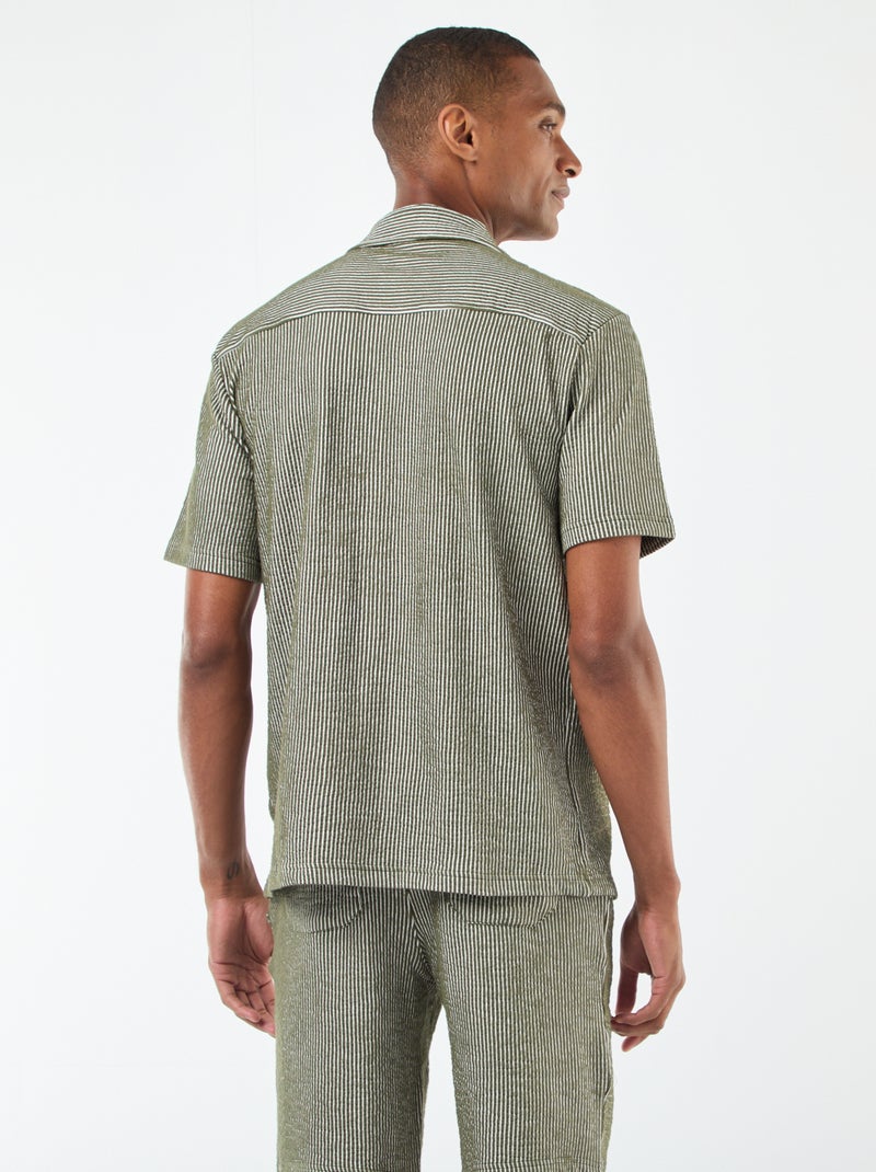 Camicia a maniche corte in tessuto effetto crespone - Verde - Kiabi