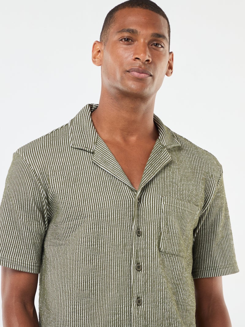 Camicia a maniche corte in tessuto effetto crespone - Verde - Kiabi
