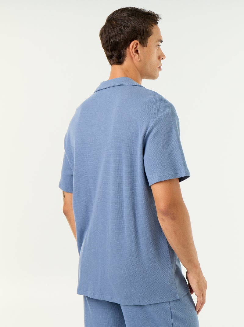 Camicia a maniche corte in tessuto goffrato Blu - Kiabi