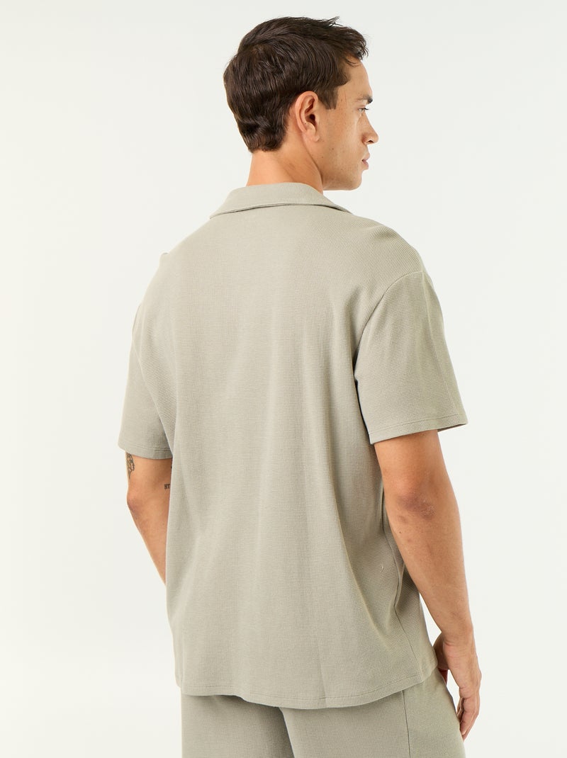 Camicia a maniche corte in tessuto goffrato Verde - Kiabi