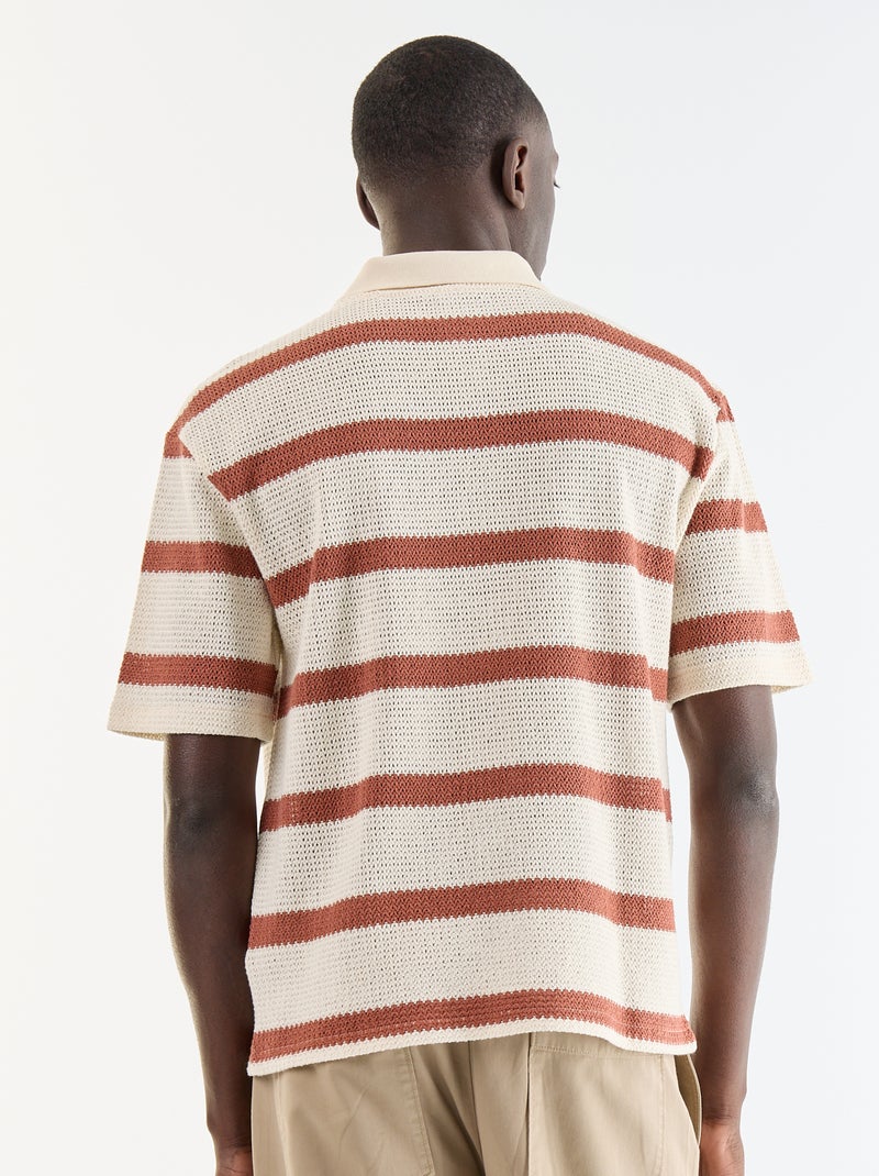 Camicia a maniche corte in tessuto traforato Beige - Kiabi