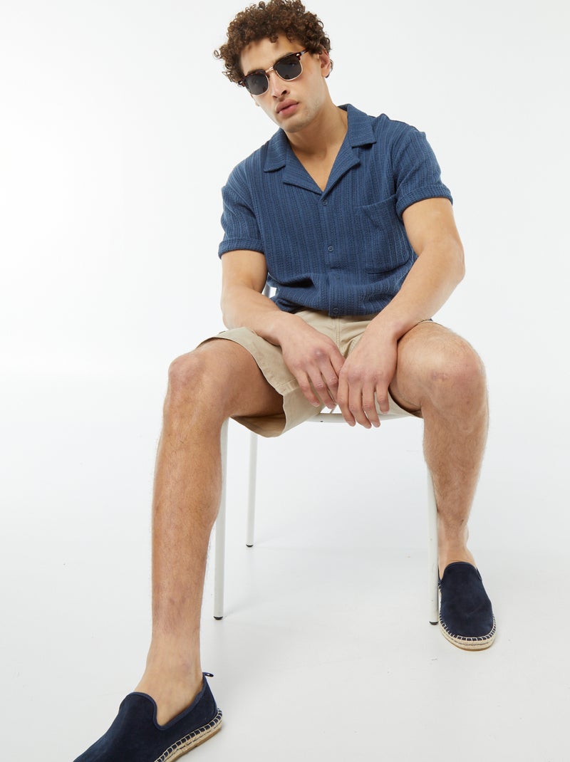 Camicia a maniche corte in tessuto traforato BLU - Kiabi