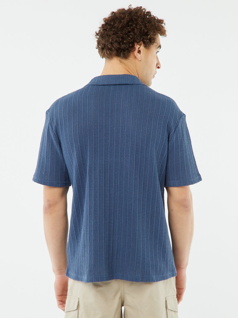 Camicia a maniche corte in tessuto traforato BLU - Kiabi