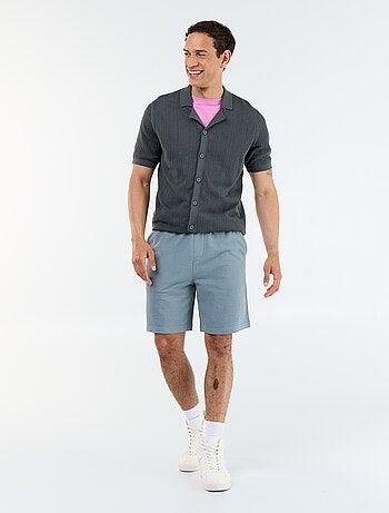 Camicia a maniche corte in tessuto traforato
