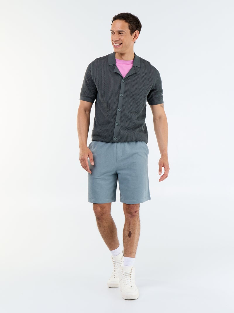 Camicia a maniche corte in tessuto traforato Kaki - Kiabi