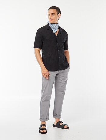 Camicia a maniche corte in tessuto traforato