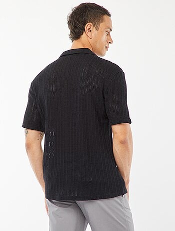 Camicia a maniche corte in tessuto traforato