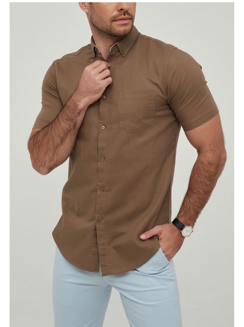 Camicia a maniche corte Kebello Marrone - Kiabi