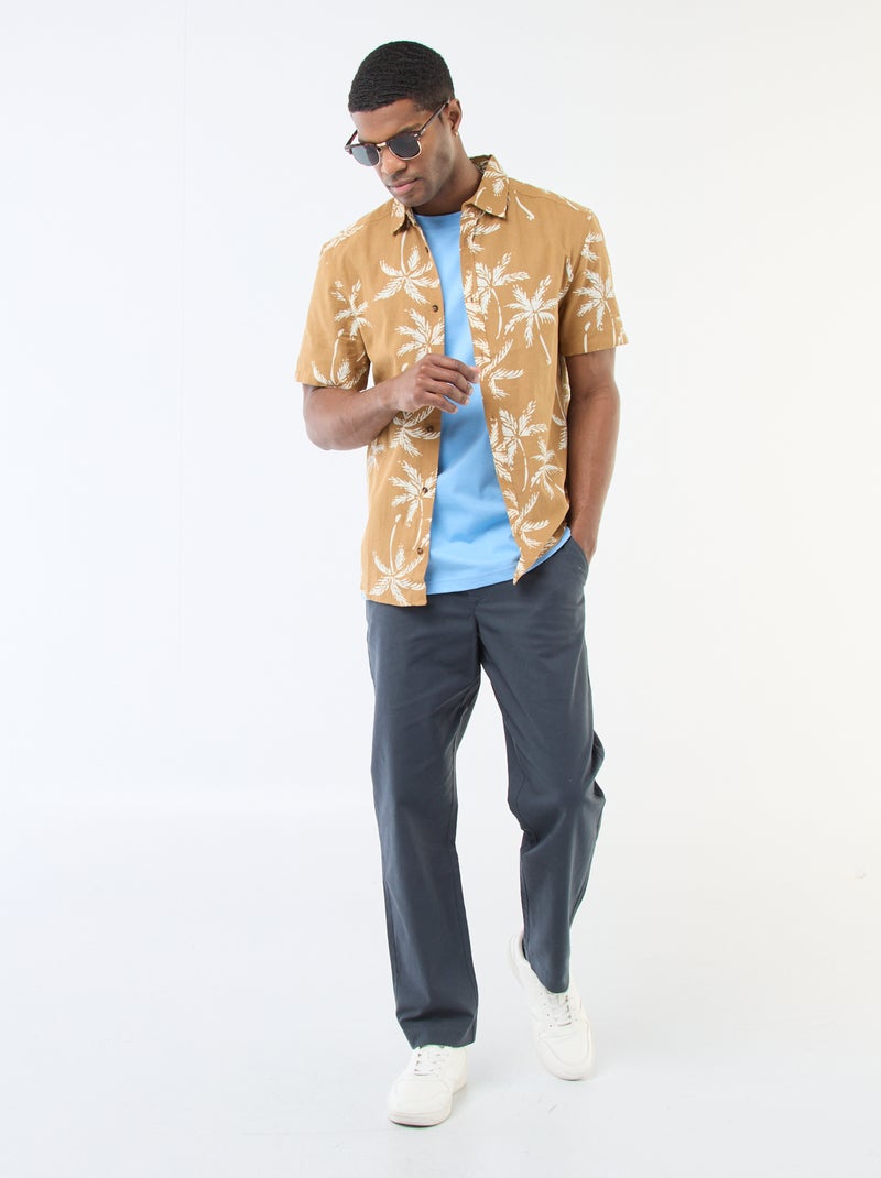 Camicia a maniche corte leggera con fantasia Marrone - Kiabi