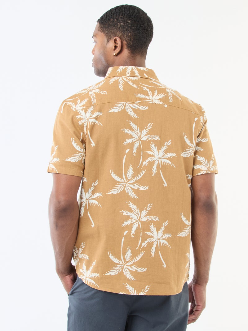 Camicia a maniche corte leggera con fantasia Marrone - Kiabi