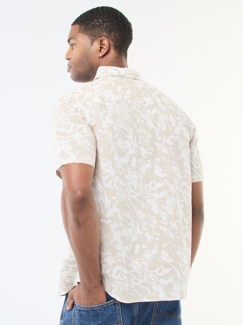 Camicia a maniche corte leggera con motivo Beige - Kiabi