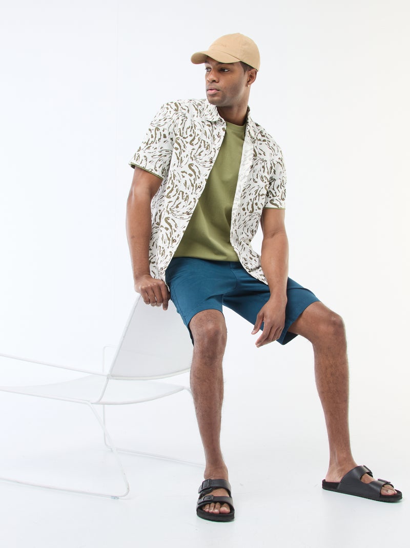 Camicia a maniche corte leggera con motivo Bianco - Kiabi