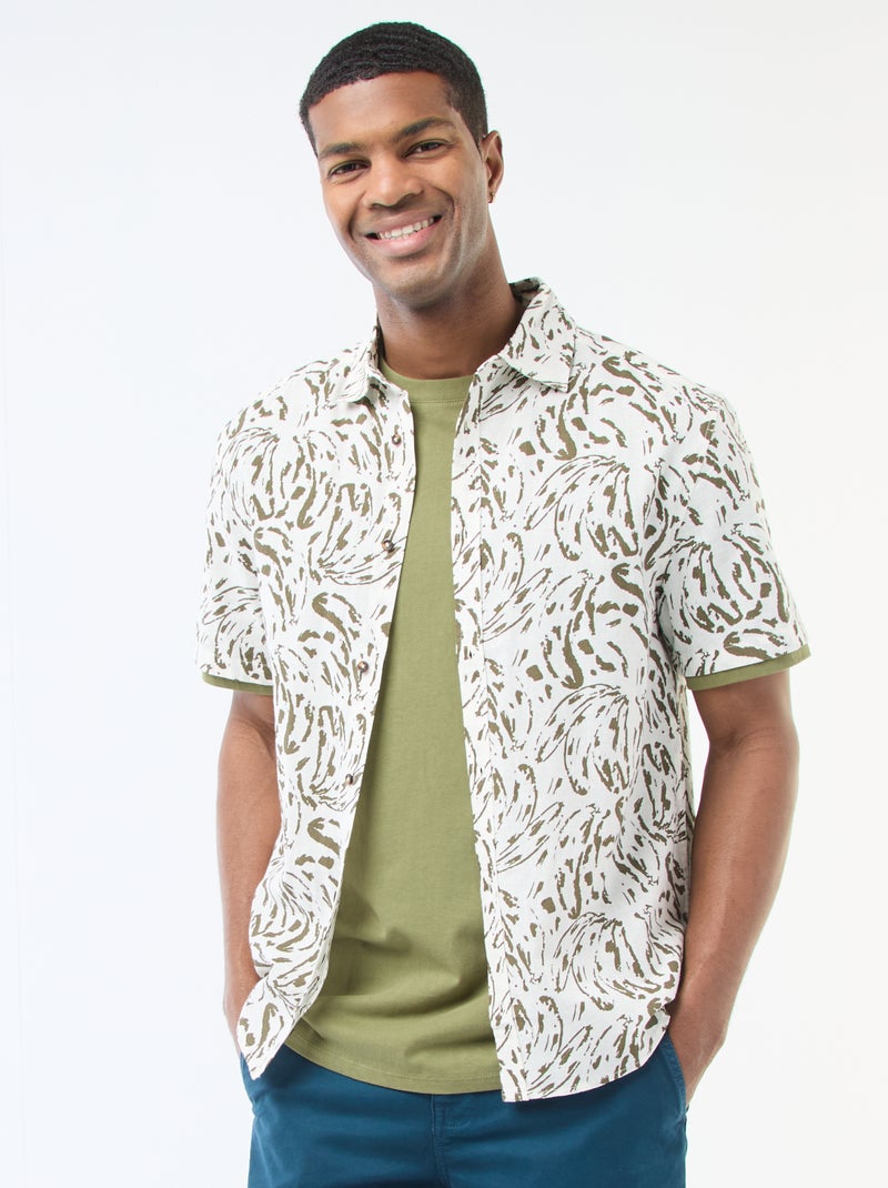 Camicia a maniche corte leggera con motivo Bianco - Kiabi