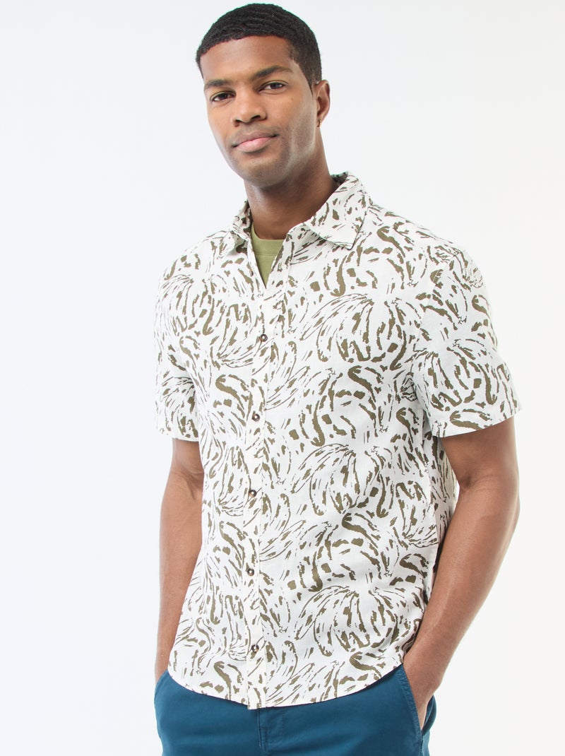 Camicia a maniche corte leggera con motivo Bianco - Kiabi