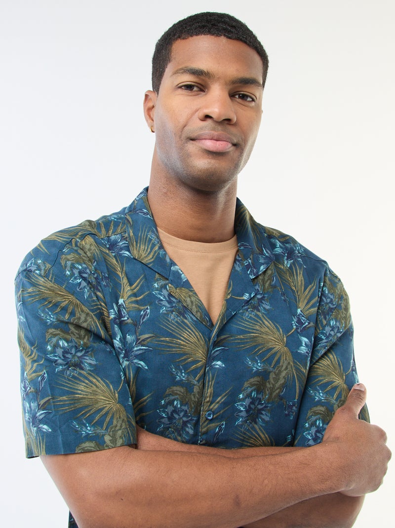 Camicia a maniche corte leggera con motivo Blu - Kiabi