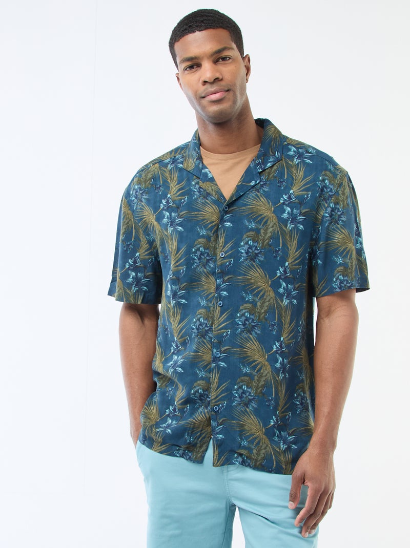 Camicia a maniche corte leggera con motivo Blu - Kiabi