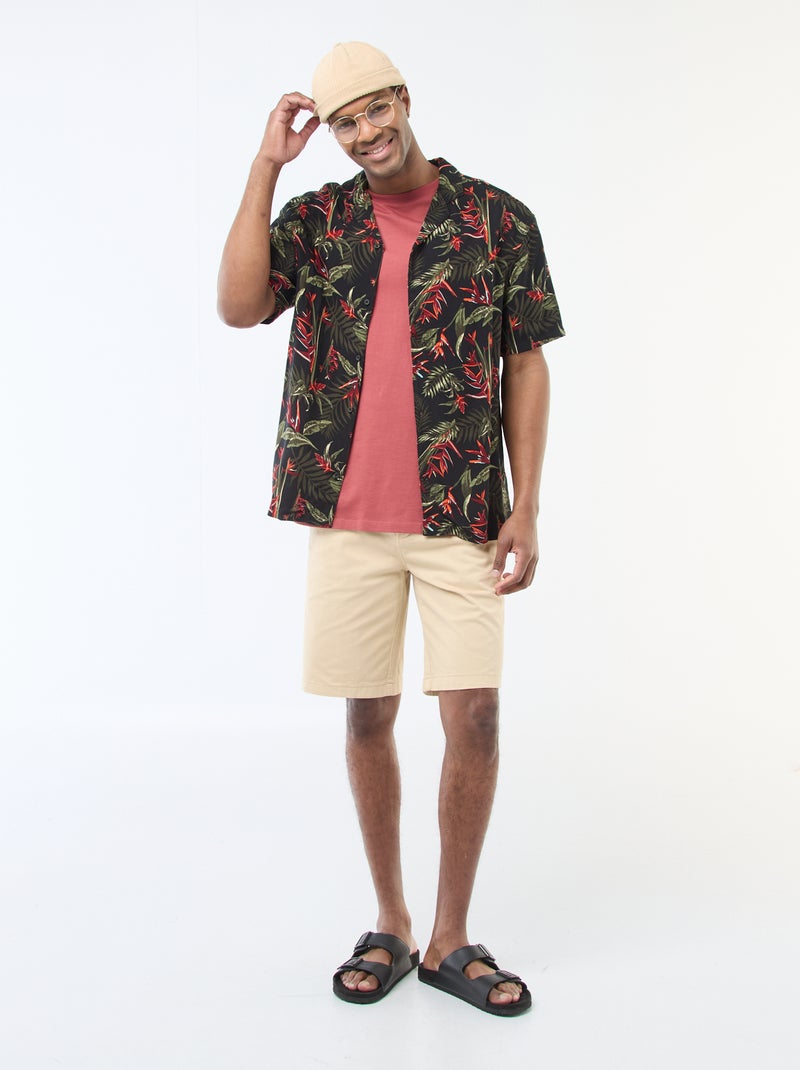 Camicia a maniche corte leggera con motivo Nero - Kiabi