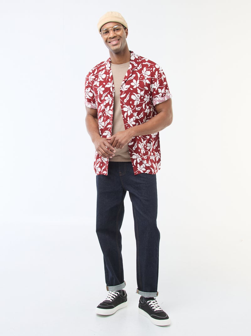 Camicia a maniche corte leggera con motivo Rosso - Kiabi