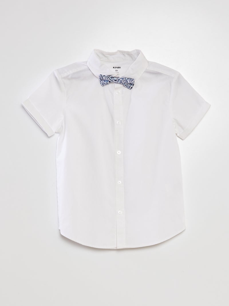 Camicia a maniche corte + papillon BIANCO - Kiabi