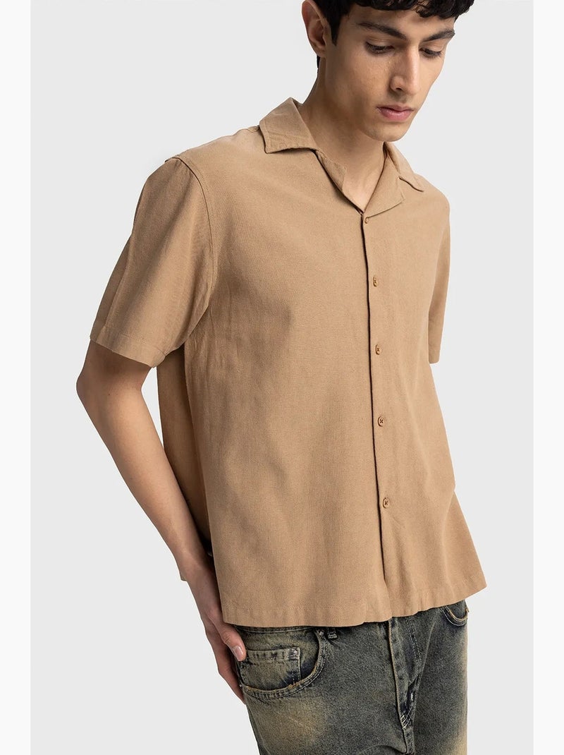Camicia a maniche corte regular fit giesto Grège - Kiabi