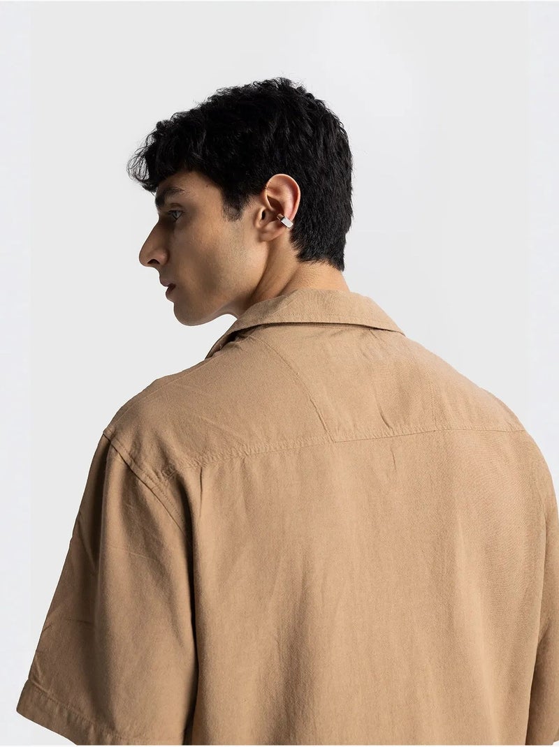 Camicia a maniche corte regular fit giesto Grège - Kiabi