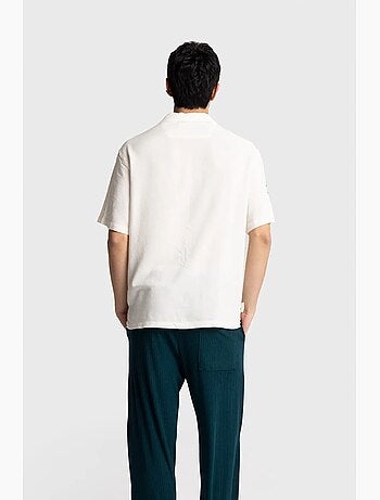 Camicia a maniche corte ricamata in popeline di cotone giesto