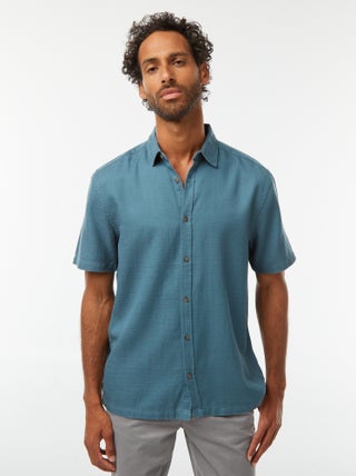 Camicia a maniche corte tinta unita