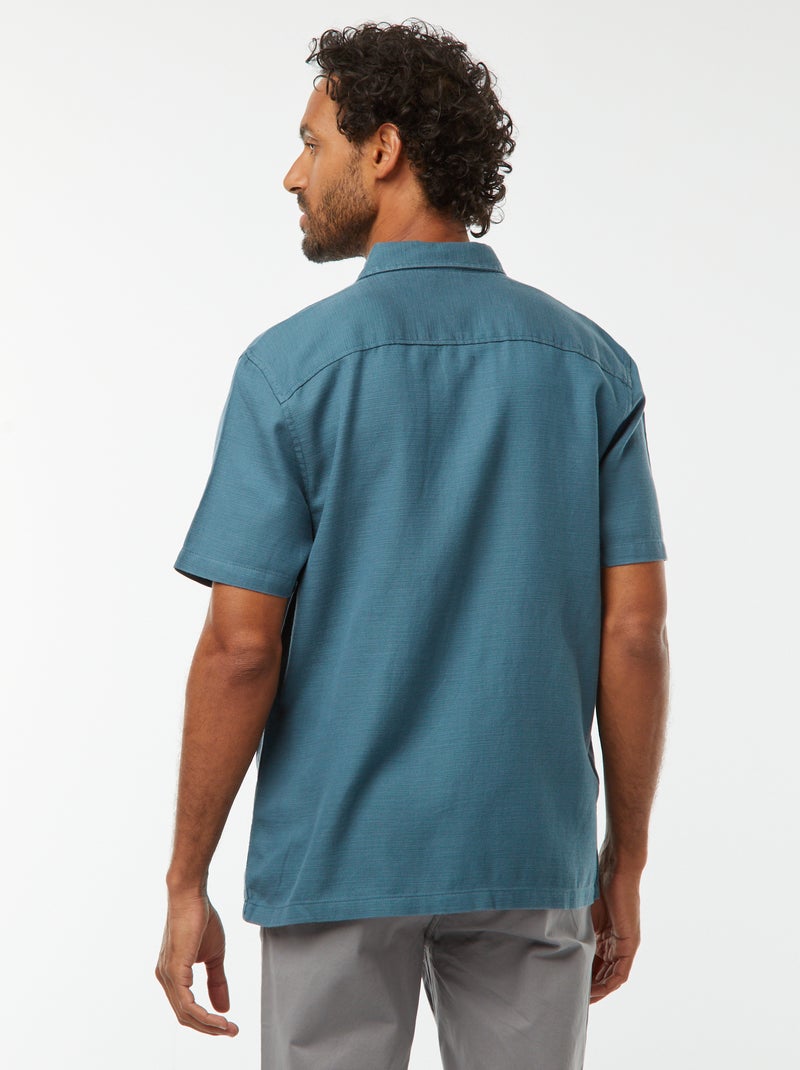 Camicia a maniche corte tinta unita Blu - Kiabi