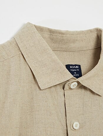 Camicia a maniche corte tinta unita in misto lino - collezione facile da indossare