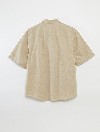 Camicia a maniche corte tinta unita in misto lino - collezione facile da indossare