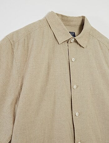 Camicia a maniche corte tinta unita in misto lino - collezione facile da indossare