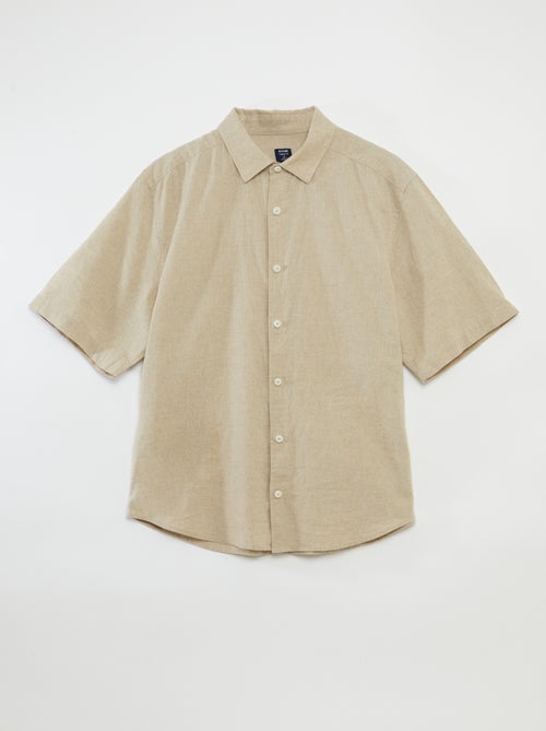 Camicia a maniche corte tinta unita in misto lino - collezione facile da indossare - Kiabi