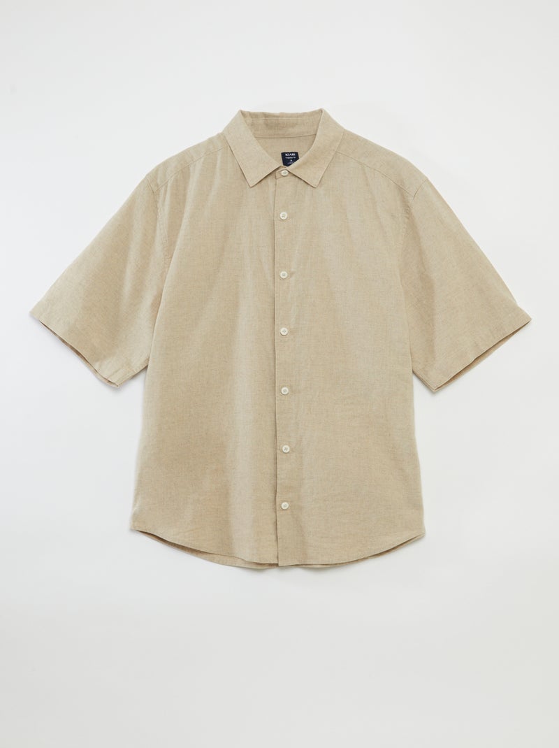 Camicia a maniche corte tinta unita in misto lino - collezione facile da indossare BIANCO - Kiabi