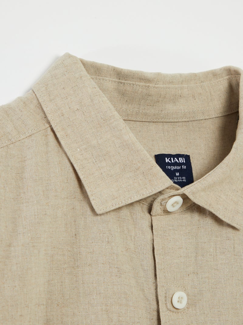 Camicia a maniche corte tinta unita in misto lino - collezione facile da indossare BIANCO - Kiabi