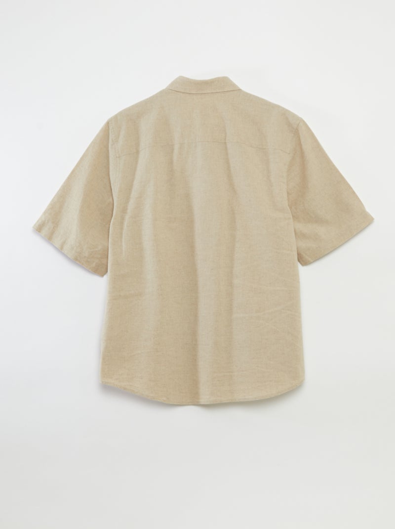 Camicia a maniche corte tinta unita in misto lino - collezione facile da indossare BIANCO - Kiabi